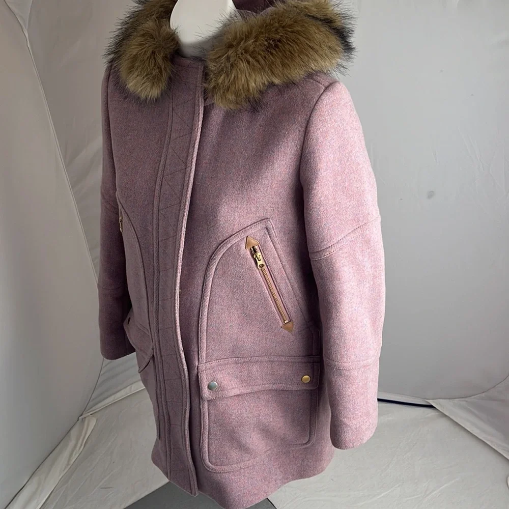 J Crew Chateau Parka in multicolor Heather Cotton Candy lavender coral coat - Picture 3 of 16
